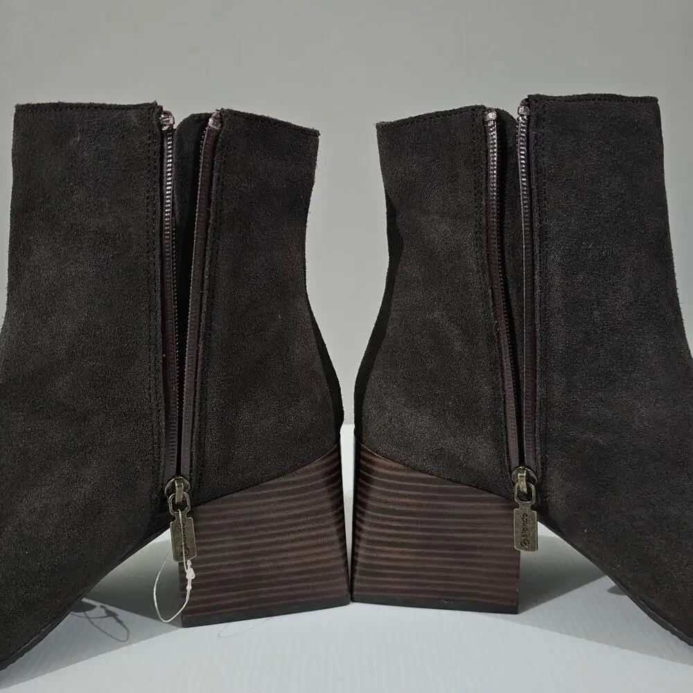 Blondo Scarlette Ankle Boot Womens 11 Brown Suede Waterproof Block Heel NEW